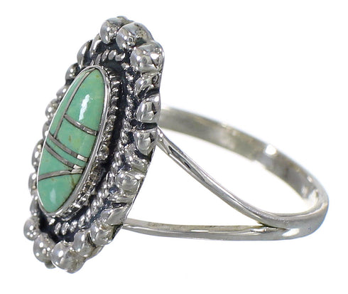 Turquoise Inlay Sterling Silver Jewelry Southwestern Ring Size 8-1/2 AX88274